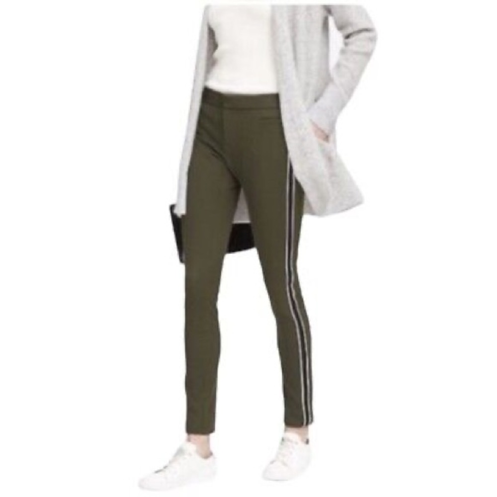 Banana Republic army green side racing stripes Sloan pants size  0P